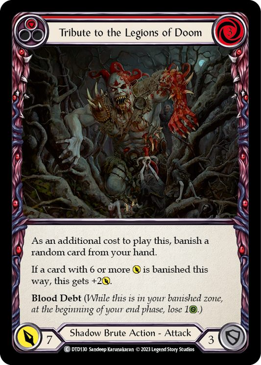 (DTD130) Flesh & Blood TCG Dusk till Dawn Single: Tribute to the Legions of Doom (Red) (Rainbow Foil)  Common
