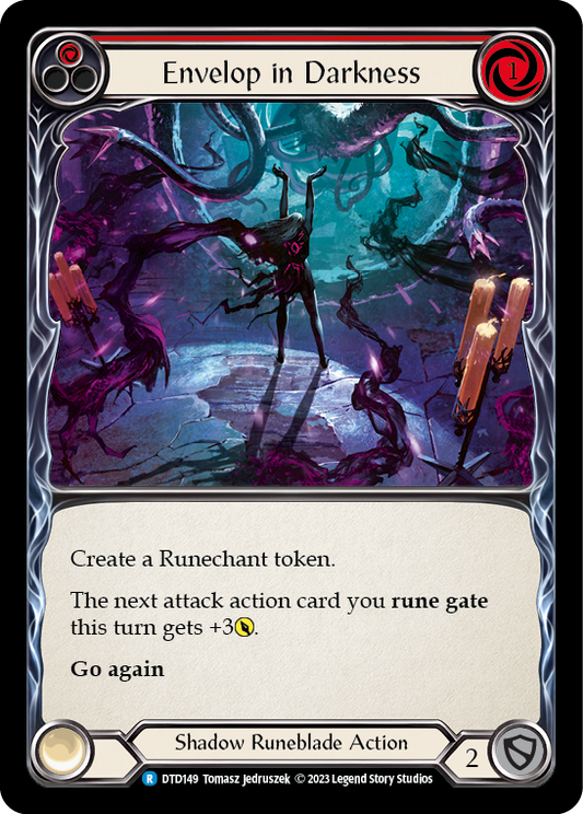 (DTD149) Flesh & Blood TCG Dusk till Dawn Single: Envelop in Darkness (Red) (Regular)  Rare