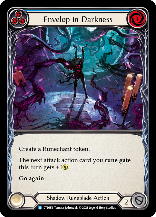 (DTD151) Flesh & Blood TCG Dusk till Dawn Single: Envelop in Darkness (Blue) (Regular)  Rare