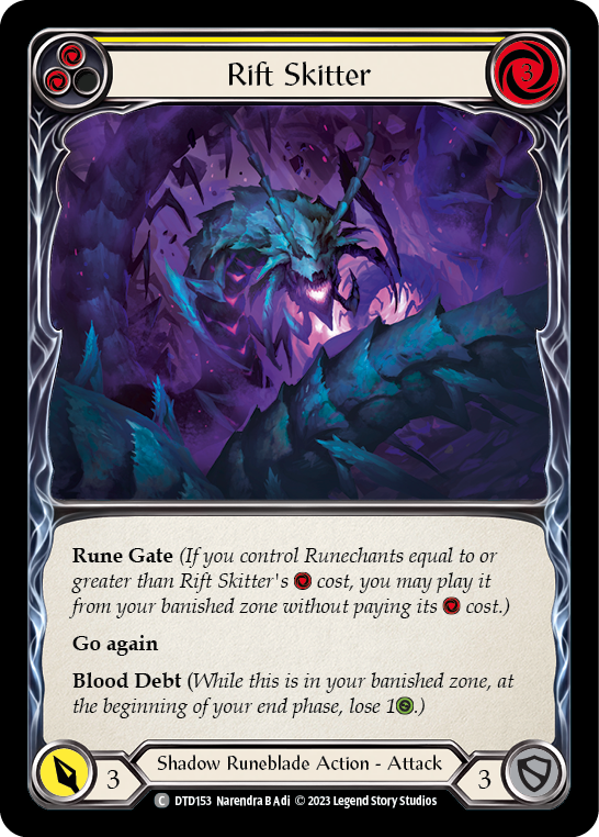 (DTD153) Flesh & Blood TCG Dusk till Dawn Single: Rift Skitter (Yellow) (Regular)  Common