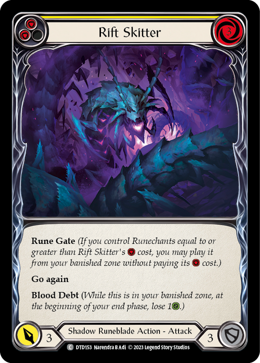 (DTD153) Flesh & Blood TCG Dusk till Dawn Single: Rift Skitter (Yellow) (Rainbow Foil)  Common