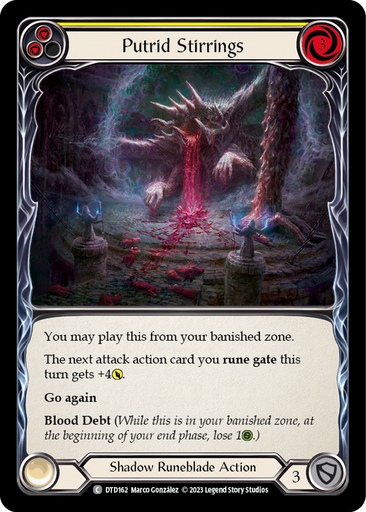 (DTD162) Flesh & Blood TCG Dusk till Dawn Single: Putrid Stirrings (Yellow) (Rainbow Foil)  Common