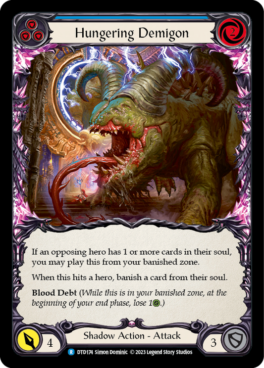 (DTD174) Flesh & Blood TCG Dusk till Dawn Single: Hungering Demigon (Blue) (Regular)  Rare