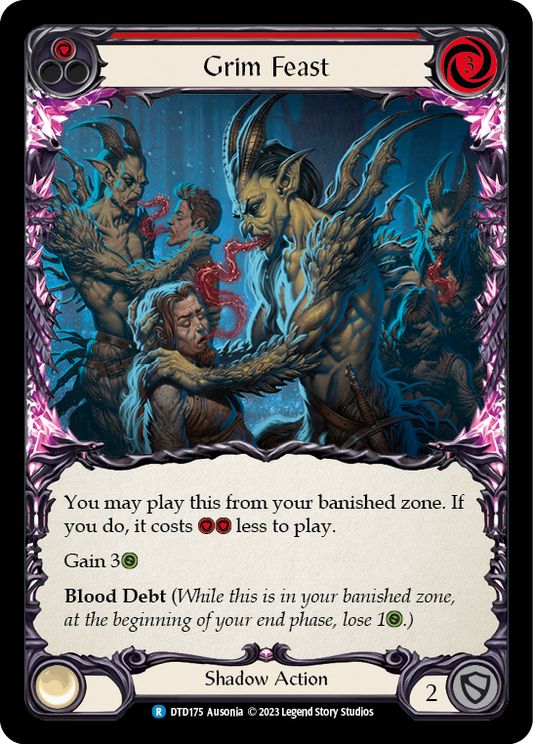 (DTD175) Flesh & Blood TCG Dusk till Dawn Single: Grim Feast (Red) (Regular)  Rare