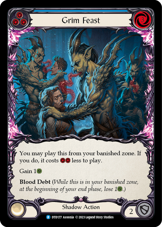 (DTD177) Flesh & Blood TCG Dusk till Dawn Single: Grim Feast (Blue) (Regular)  Rare