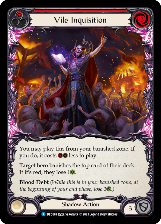 (DTD178) Flesh & Blood TCG Dusk till Dawn Single: Vile Inquisition (Red) (Regular)  Rare