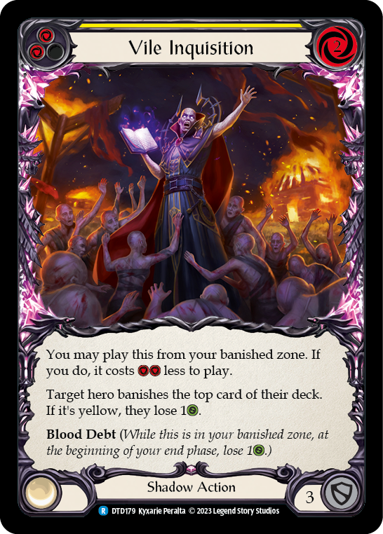 (DTD179) Flesh & Blood TCG Dusk till Dawn Single: Vile Inquisition (Yellow) (Rainbow Foil)  Rare