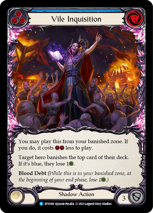 (DTD180) Flesh & Blood TCG Dusk till Dawn Single: Vile Inquisition (Blue) (Rainbow Foil)  Rare