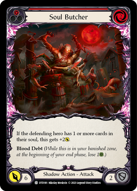 (DTD181) Flesh & Blood TCG Dusk till Dawn Single: Soul Butcher (Red) (Rainbow Foil)  Common