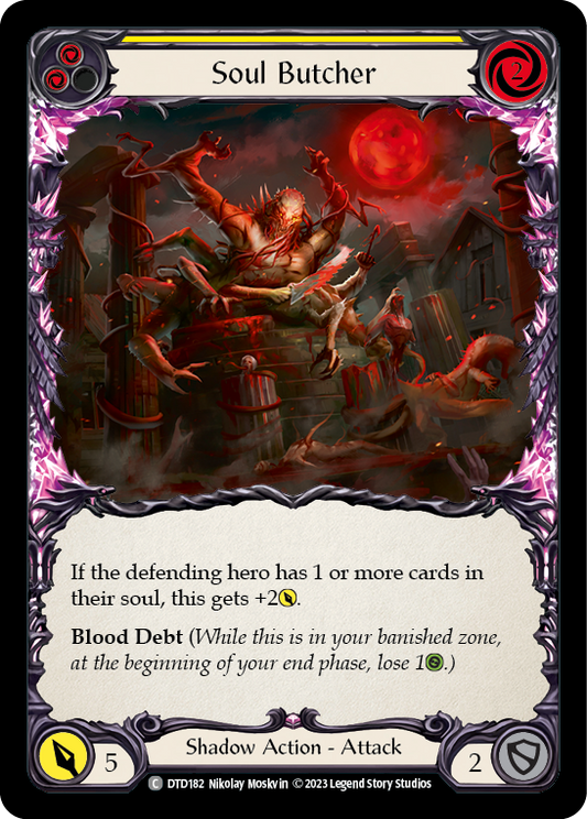 (DTD182) Flesh & Blood TCG Dusk till Dawn Single: Soul Butcher (Yellow) (Rainbow Foil)  Common