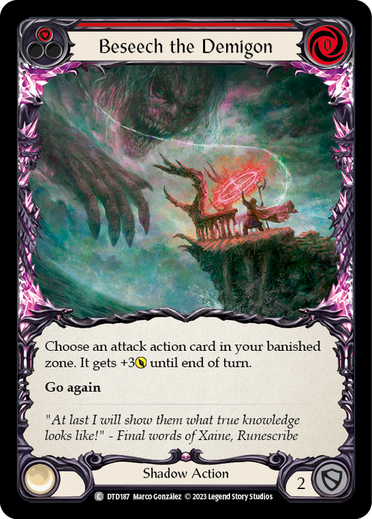 (DTD187) Flesh & Blood TCG Dusk till Dawn Single: Beseech the Demigon (Red) (Rainbow Foil)  Common