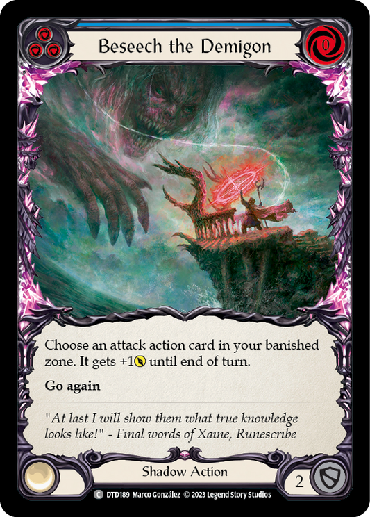 (DTD189) Flesh & Blood TCG Dusk till Dawn Single: Beseech the Demigon (Blue) (Regular)  Common