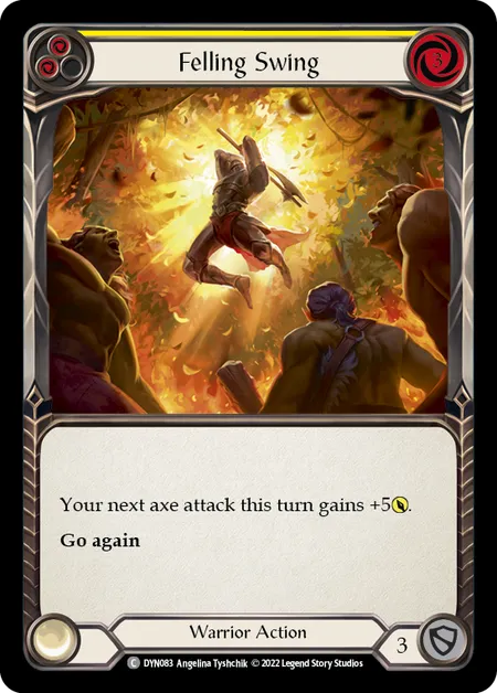 (DYN083) Flesh & Blood TCG Dynasty Single: Felling Swing (Yellow) (Regular)  Common