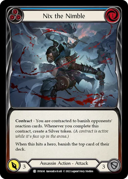 (DYN141) Flesh & Blood TCG Dynasty Single: Nix the Nimble (Blue) (Rainbow Foil)  Common