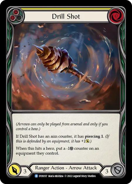 (DYN157) Flesh & Blood TCG Dynasty Single: Drill Shot (Yellow) (Rainbow Foil)  Rare