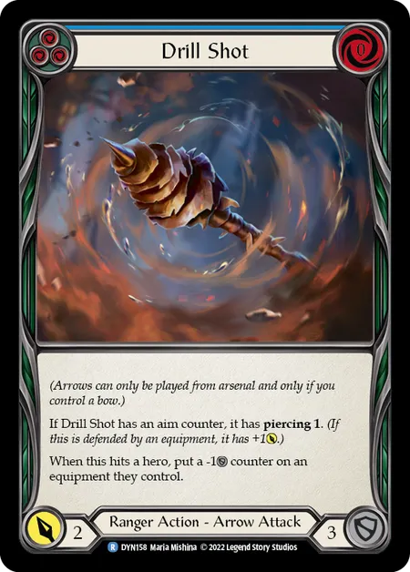 (DYN158) Flesh & Blood TCG Dynasty Single: Drill Shot (Blue) (Rainbow Foil)  Rare