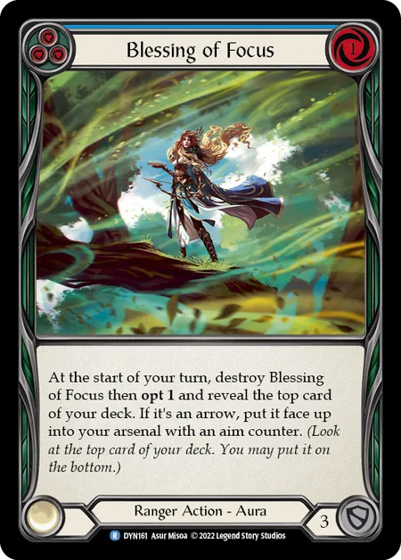 (DYN161) Flesh & Blood TCG Dynasty Single: Blessing of Focus (Blue) (Rainbow Foil)  Rare