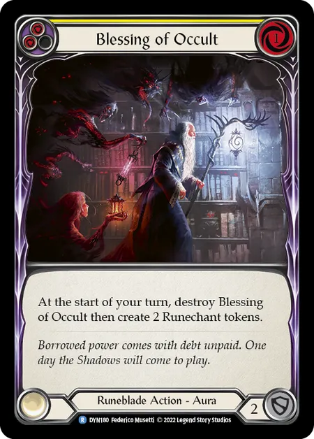 (DYN180) Flesh & Blood TCG Dynasty Single: Blessing of Occult (Yellow) (Regular)  Rare