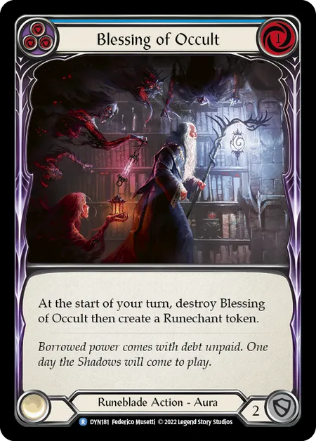 (DYN181) Flesh & Blood TCG Dynasty Single: Blessing of Occult (Blue) (Regular)  Rare