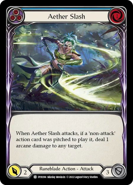 (DYN184) Flesh & Blood TCG Dynasty Single: Aether Slash (Blue) (Rainbow Foil)  Common
