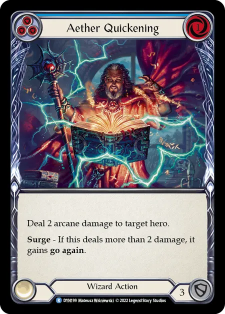 (DYN199) Flesh & Blood TCG Dynasty Single: Aether Quickening (Blue) (Rainbow Foil)  Rare
