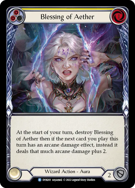 (DYN201) Flesh & Blood TCG Dynasty Single: Blessing of Aether (Yellow) (Regular)  Rare