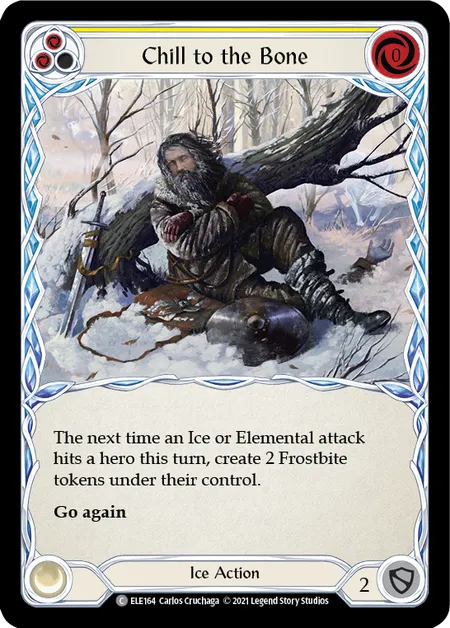 (ELE164) Flesh & Blood TCG Tales of Aria - First Single: Chill to the Bone (Yellow) (Rainbow Foil)  Common