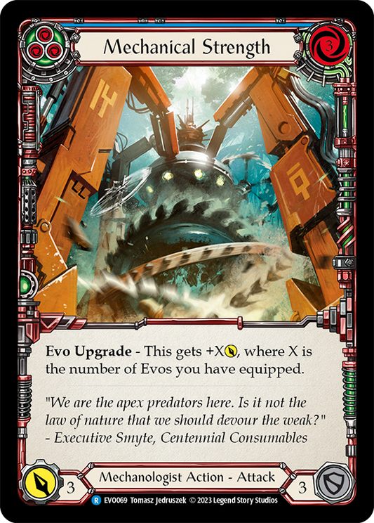 (EVO069) Flesh & Blood TCG Bright Lights Single: Mechanical Strength (Blue) (Rainbow Foil)  Rare