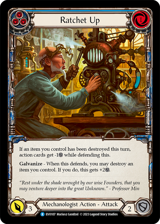 (EVO107) Flesh & Blood TCG Bright Lights Single: Ratchet Up (Blue) (Rainbow Foil)  Rare