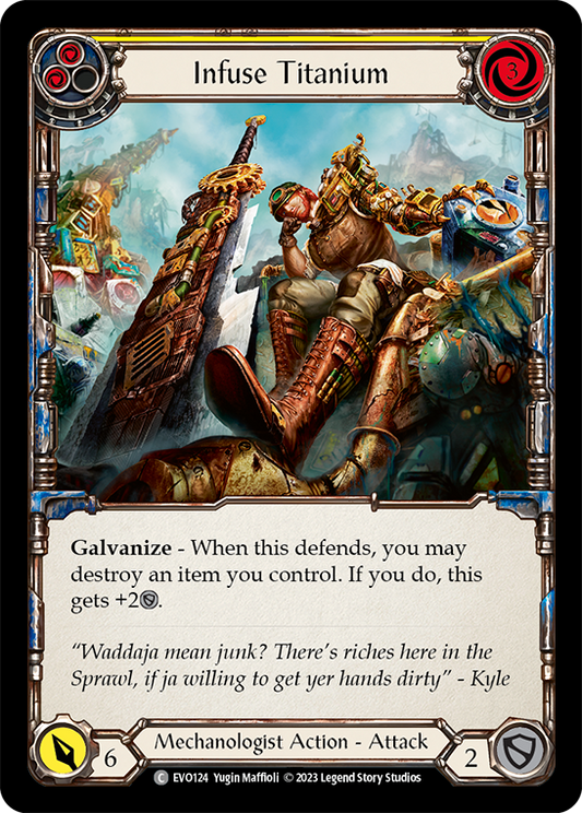 (EVO124) Flesh & Blood TCG Bright Lights Single: Infuse Titanium (Yellow) (Rainbow Foil)  Common