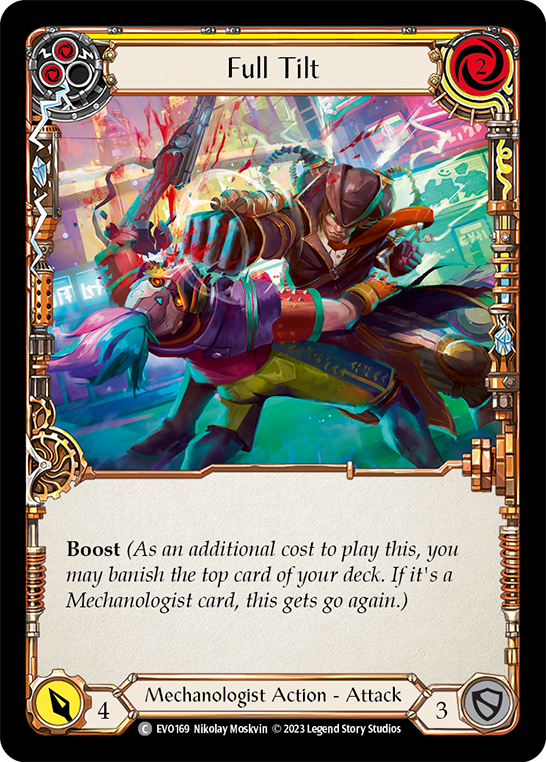 (EVO169) Flesh & Blood TCG Bright Lights Single: Full Tilt (Yellow) (Rainbow Foil)  Common