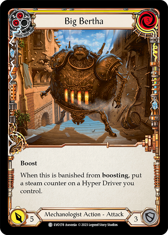 (EVO178) Flesh & Blood TCG Bright Lights Single: Big Bertha (Yellow) (Rainbow Foil)  Common