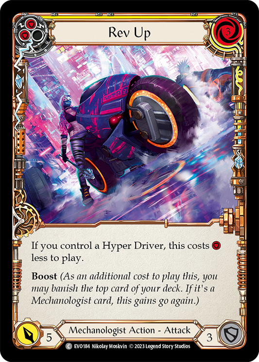 (EVO184) Flesh & Blood TCG Bright Lights Single: Rev Up (Yellow) (Rainbow Foil)  Common