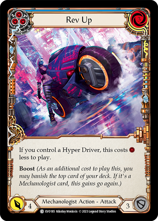 (EVO185) Flesh & Blood TCG Bright Lights Single: Rev Up (Blue) (Rainbow Foil)  Common
