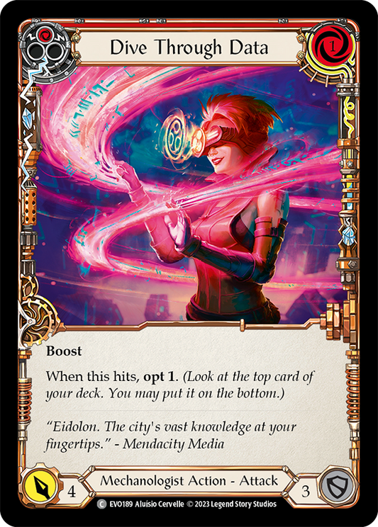 (EVO189) Flesh & Blood TCG Bright Lights Single: Dive Through Data (Red) (Rainbow Foil)  Common
