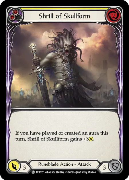 (EVR117) Flesh & Blood TCG Everfest - First Single: Shrill of Skullform (Yellow) (Rainbow Foil)  Common