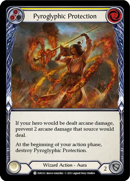 (EVR132) Flesh & Blood TCG Everfest - First Single: Pyroglyphic Protection (Yellow) (Rainbow Foil)  Common