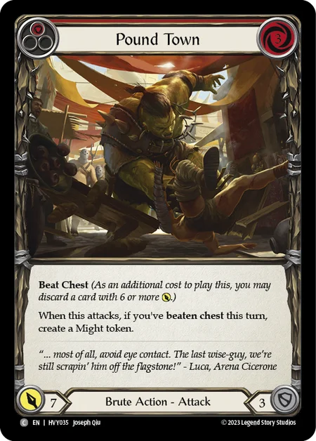 (HVY035) Flesh & Blood TCG Heavy Hitters Single: Pound Town (Red) (Rainbow Foil)  Common