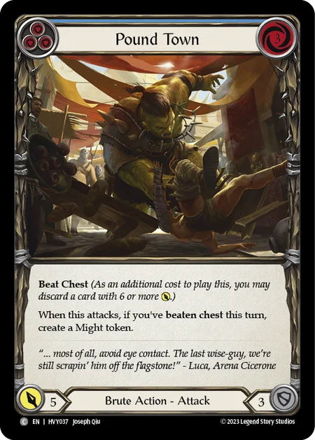 (HVY037) Flesh & Blood TCG Heavy Hitters Single: Pound Town (Blue) (Rainbow Foil)  Common