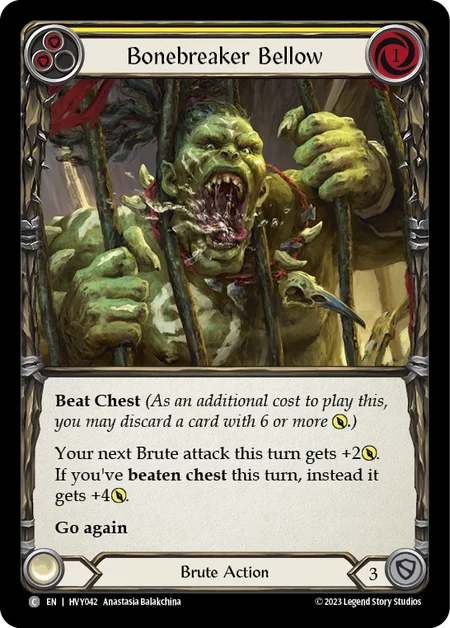 (HVY042) Flesh & Blood TCG Heavy Hitters Single: Bonebreaker Bellow (Yellow) (Regular)  Common