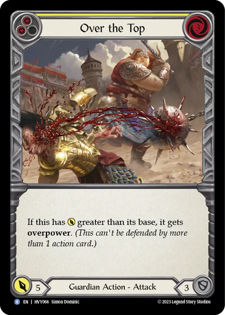 (HVY066) Flesh & Blood TCG Heavy Hitters Single: Over the Top (Yellow) (Rainbow Foil)  Rare