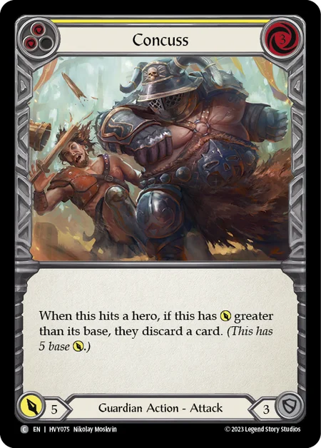 (HVY075) Flesh & Blood TCG Heavy Hitters Single: Concuss (Yellow) (Rainbow Foil)  Common