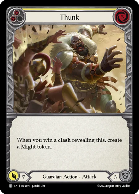 (HVY078) Flesh & Blood TCG Heavy Hitters Single: Thunk (Yellow) (Rainbow Foil)  Common