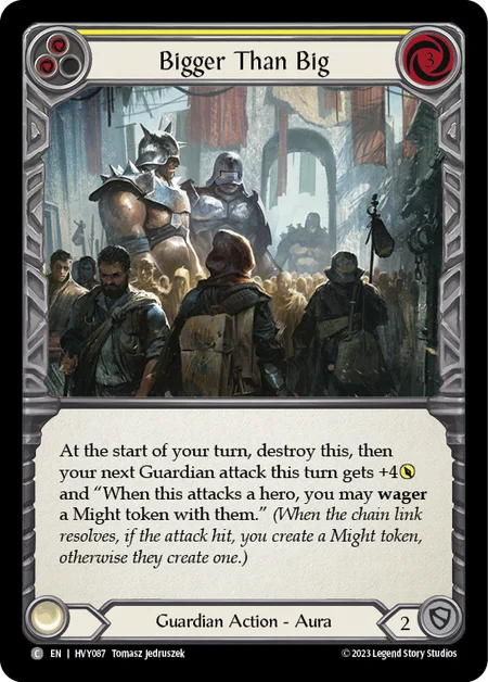 (HVY087) Flesh & Blood TCG Heavy Hitters Single: Bigger Than Big (Yellow) (Rainbow Foil)  Common