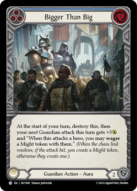 (HVY088) Flesh & Blood TCG Heavy Hitters Single: Bigger Than Big (Blue) (Rainbow Foil)  Common