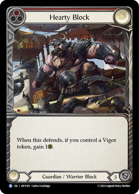 (HVY181) Flesh & Blood TCG Heavy Hitters Single: Hearty Block (Regular)  Rare