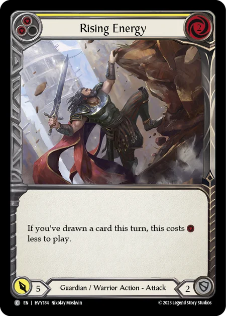 (HVY184) Flesh & Blood TCG Heavy Hitters Single: Rising Energy (Yellow) (Rainbow Foil)  Common