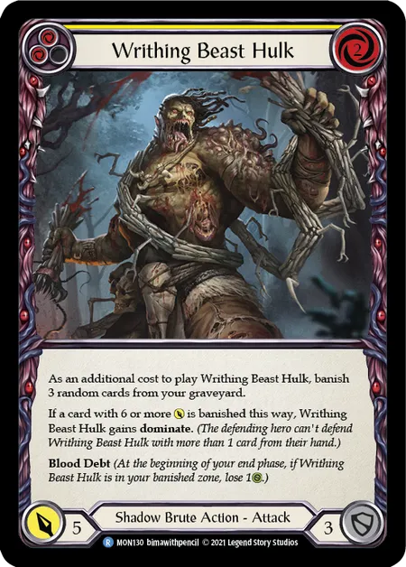 (MON130) Flesh & Blood TCG Monarch - First Single: Writhing Beast Hulk (Yellow) (Rainbow Foil)  Rare