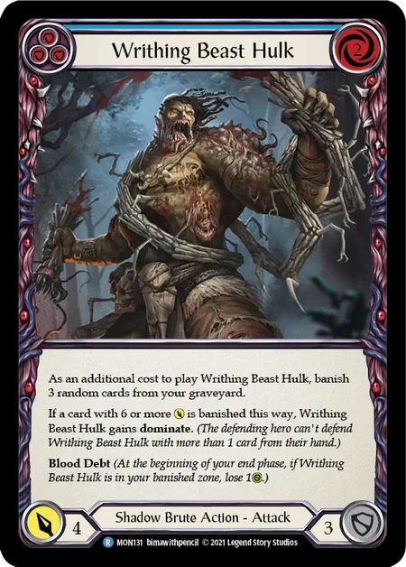 (MON131) Flesh & Blood TCG Monarch - First Single: Writhing Beast Hulk (Blue) (Regular)  Rare