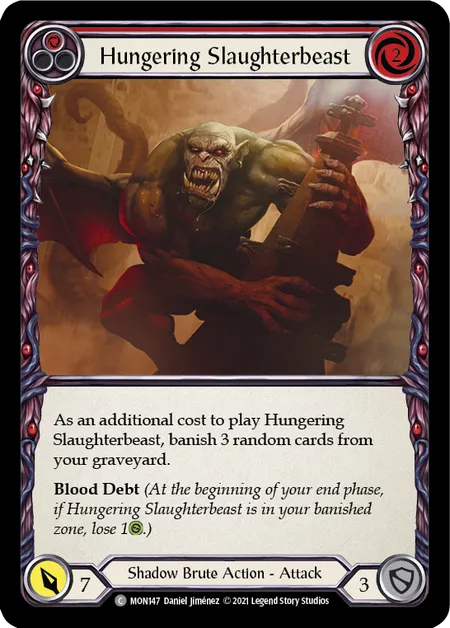 (MON147) Flesh & Blood TCG Monarch - First Single: Hungering Slaughterbeast (Red) (Rainbow Foil)  Common